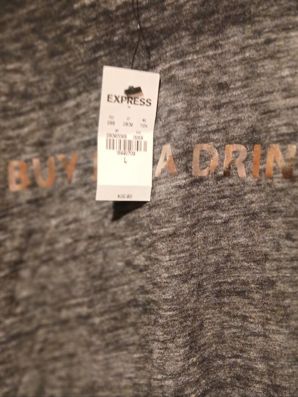 Express Gray Heather Tee with Bronze Foil Text